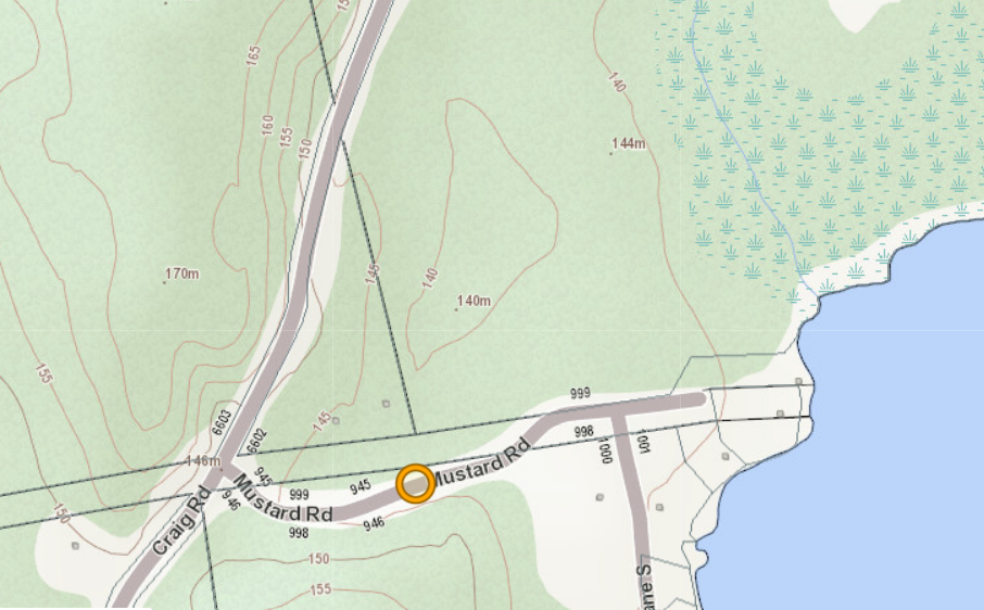 Topographic map showing the location of Howe Glen near Verona in South Frontenac, Ontario